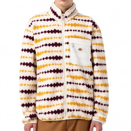 Mathis Motivering kobling DICKIES Falkville Fleece sherpa zipped jacket ecru printed